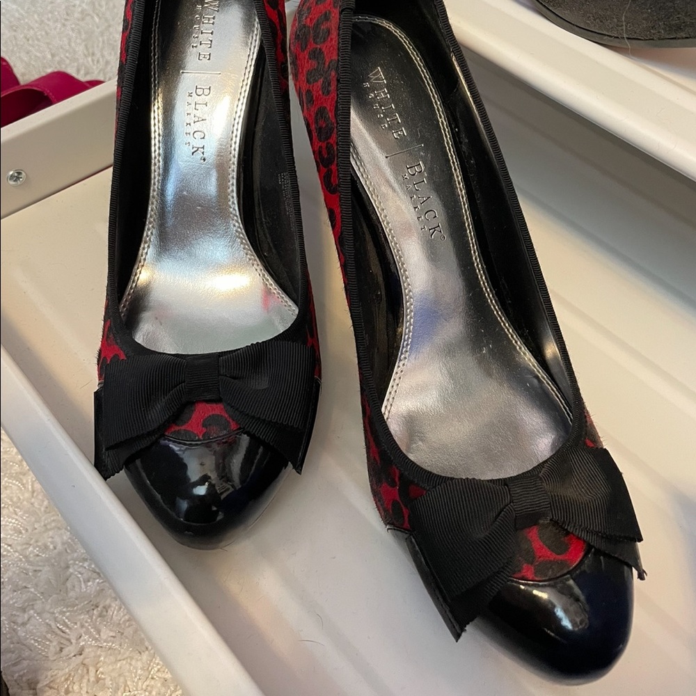 Whbm Red Leopard Print Heels - image 3